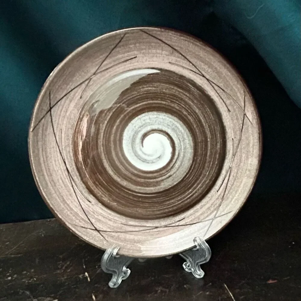 Santa Anita Ware Vreni Brown Swirl Mid Century Bread Plates Set of 4